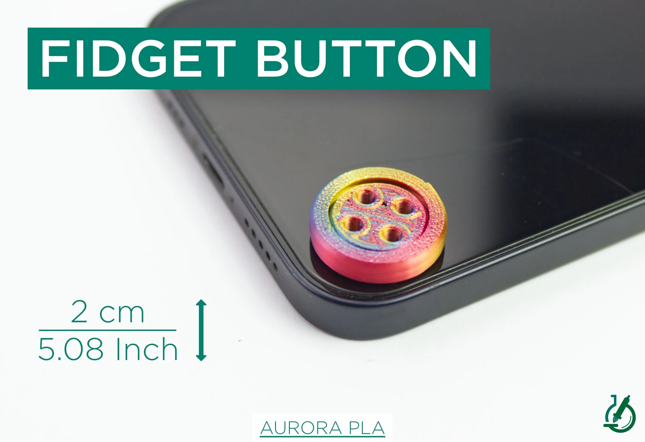 Buntes 3D-gedrucktes Knopf Fingerspielzeug Fidget Toy in Regenbogenfarben aus Österreich